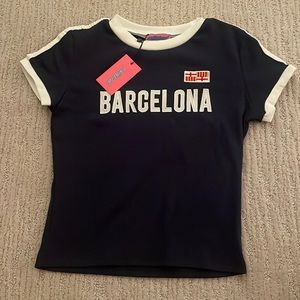 Edikted Barcelona navy blue short sleeve t-shirt